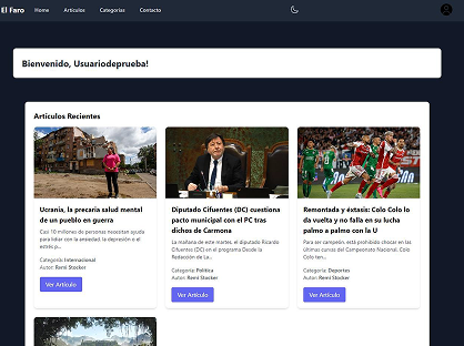 Proyecto "El Faro News" realizada con Laravel y PHP.